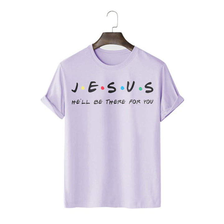 Christianartworkshop Modern Style Jesus He'll Be There For You Short Sleeve Washed T-shirt