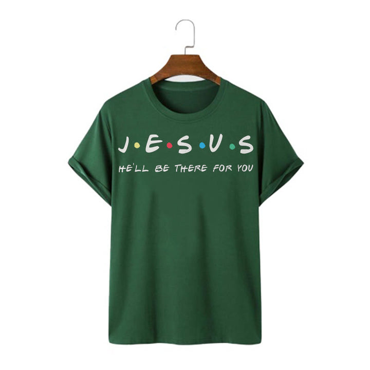 Christianartworkshop Modern Style Jesus He'll Be There For You Short Sleeve Washed T-shirt