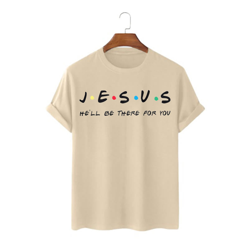 Christianartworkshop Modern Style Jesus He'll Be There For You Short Sleeve Washed T-shirt