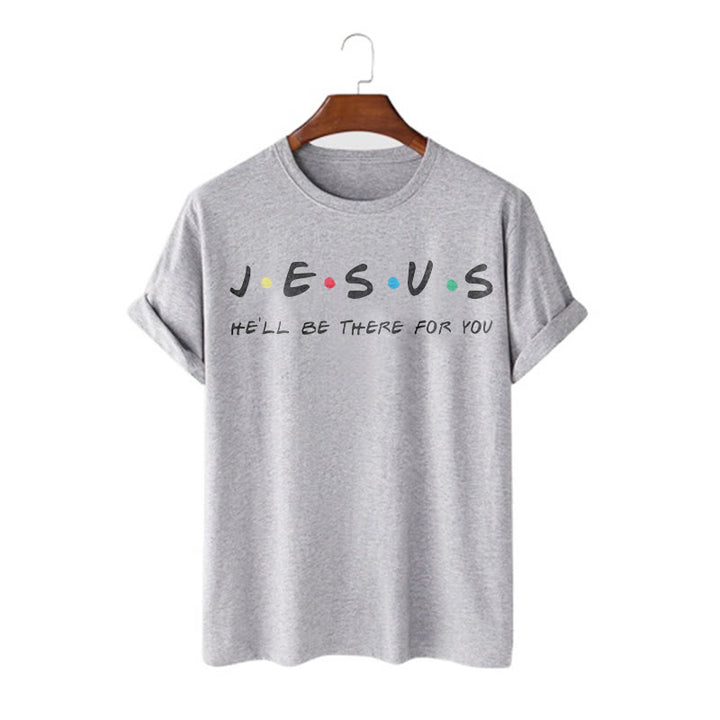 Christianartworkshop Modern Style Jesus He'll Be There For You Short Sleeve Washed T-shirt