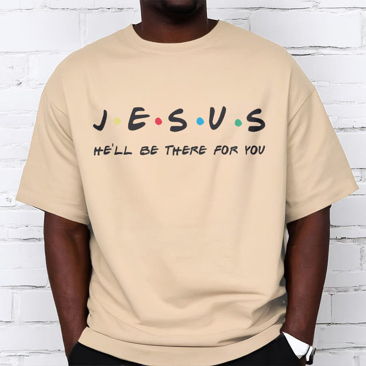 Christianartworkshop Modern Style Jesus He'll Be There For You Short Sleeve Washed T-shirt