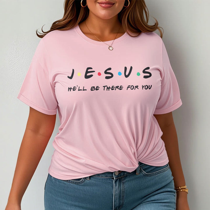 Christianartworkshop Modern Style Jesus He'll Be There For You Short Sleeve Washed T-shirt