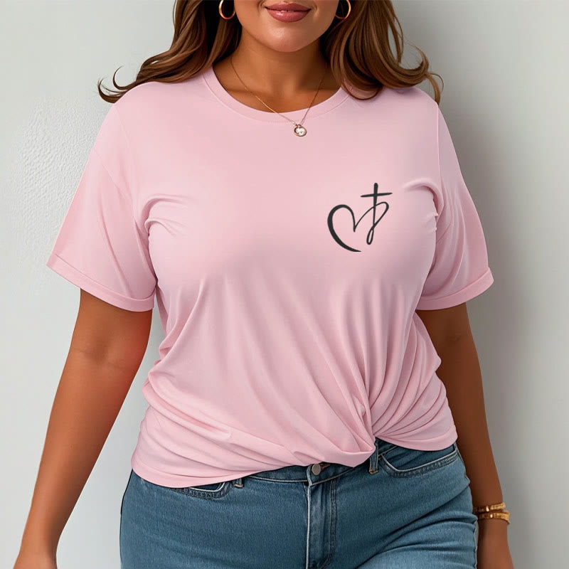 Christianartworkshop Minimalist Style Blessed Heart And Cross Short Sleeve T-shirt - image 11