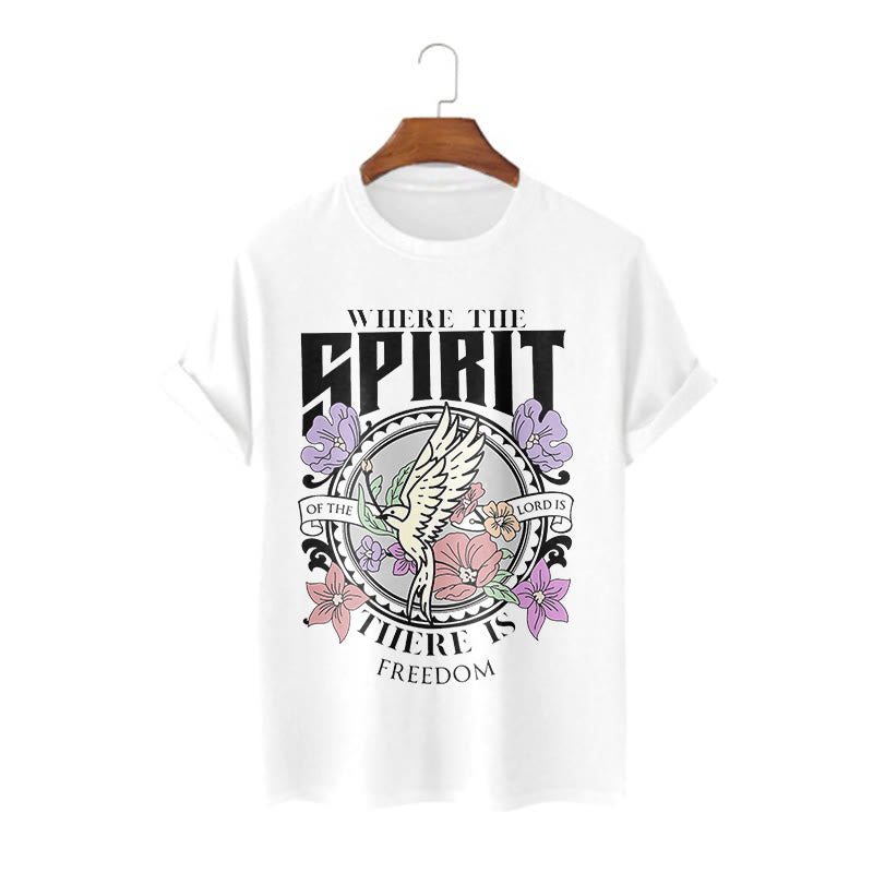 Christianartworkshop Modern Style Where The Spirit Of The Lord Is There Is Freedom Short Sleeve Washed T-shirt