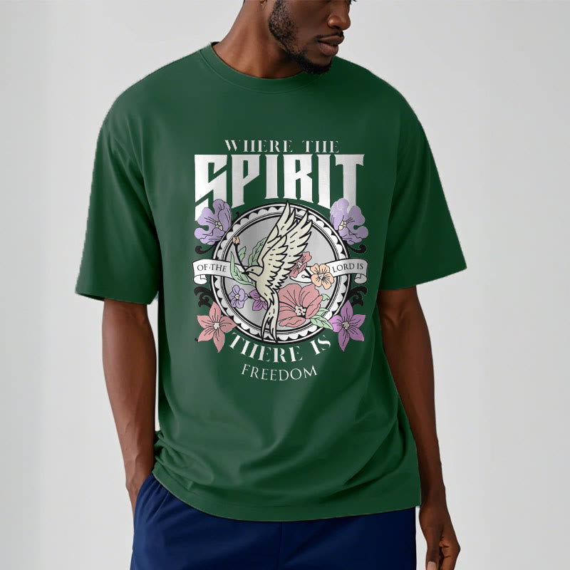 Christianartworkshop Modern Style Where The Spirit Of The Lord Is There Is Freedom Short Sleeve Washed T-shirt