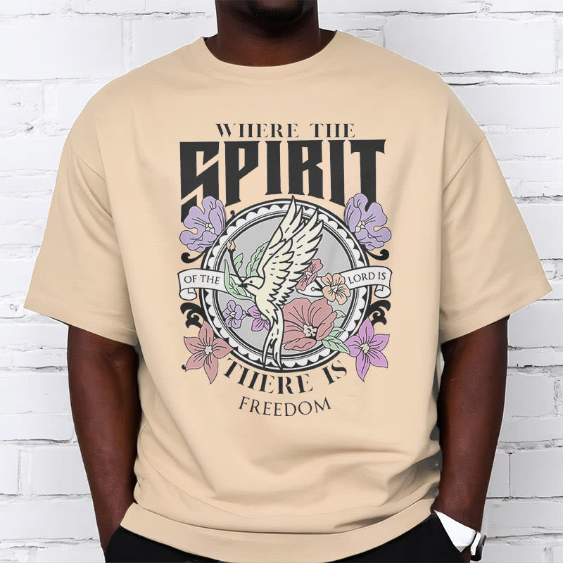 Christianartworkshop Modern Style Where The Spirit Of The Lord Is There Is Freedom Short Sleeve Washed T-shirt