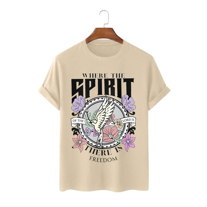 Christianartworkshop Modern Style Where The Spirit Of The Lord Is There Is Freedom Short Sleeve Washed T-shirt