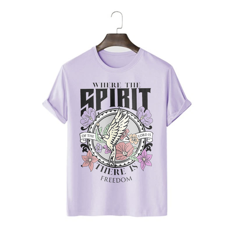 Christianartworkshop Modern Style Where The Spirit Of The Lord Is There Is Freedom Short Sleeve Washed T-shirt