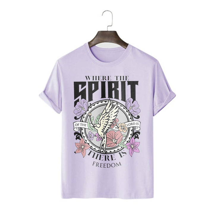 Christianartworkshop Modern Style Where The Spirit Of The Lord Is There Is Freedom Short Sleeve Washed T-shirt