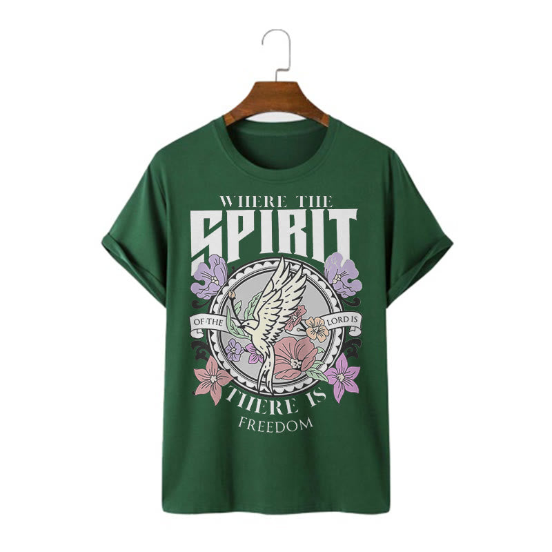 Christianartworkshop Modern Style Where The Spirit Of The Lord Is There Is Freedom Short Sleeve Washed T-shirt