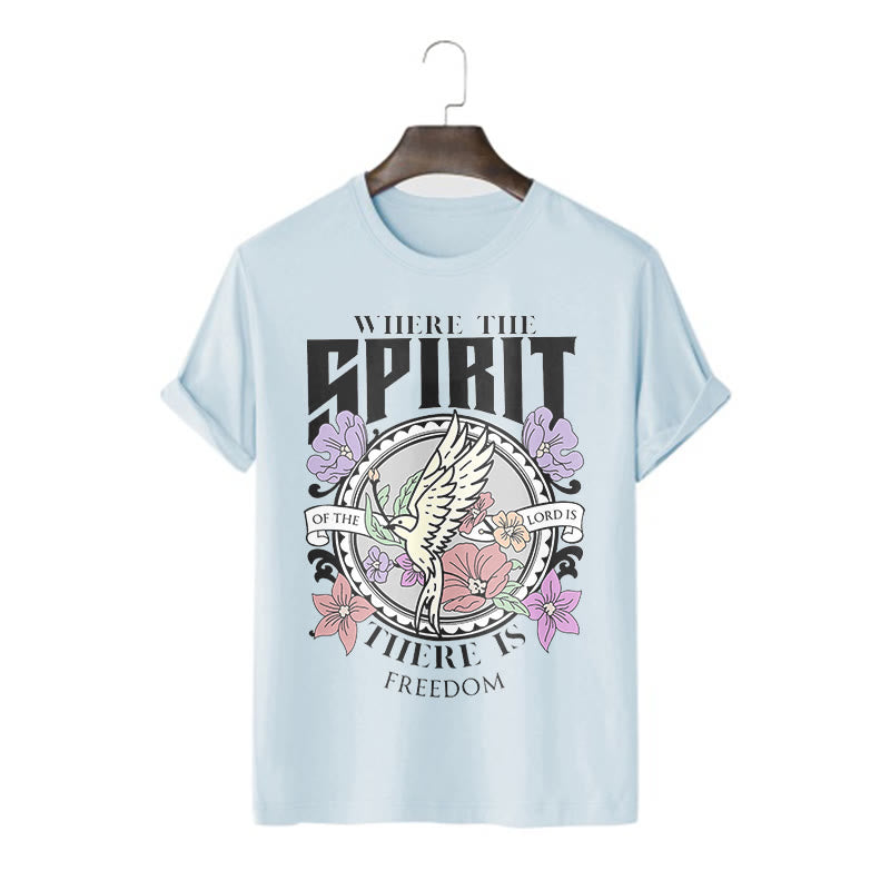 Christianartworkshop Modern Style Where The Spirit Of The Lord Is There Is Freedom Short Sleeve Washed T-shirt