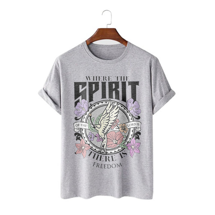 Christianartworkshop Modern Style Where The Spirit Of The Lord Is There Is Freedom Short Sleeve Washed T-shirt