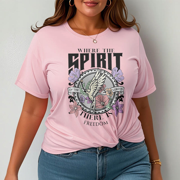 Christianartworkshop Modern Style Where The Spirit Of The Lord Is There Is Freedom Short Sleeve Washed T-shirt