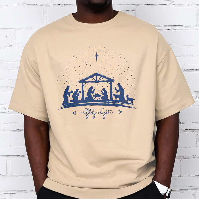 Christianartworkshop Modern Style Nativity Scene Holy Night Silhouett Short Sleeve T-shirt - image 8