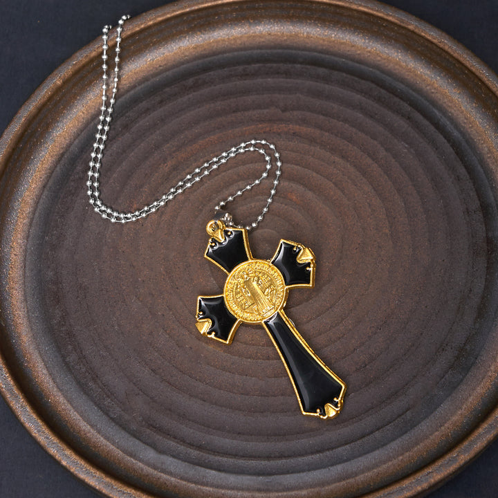 FREE Today: Classic Byzantine Style Retro St. Benedict Medal Crucifix Pendant Necklace