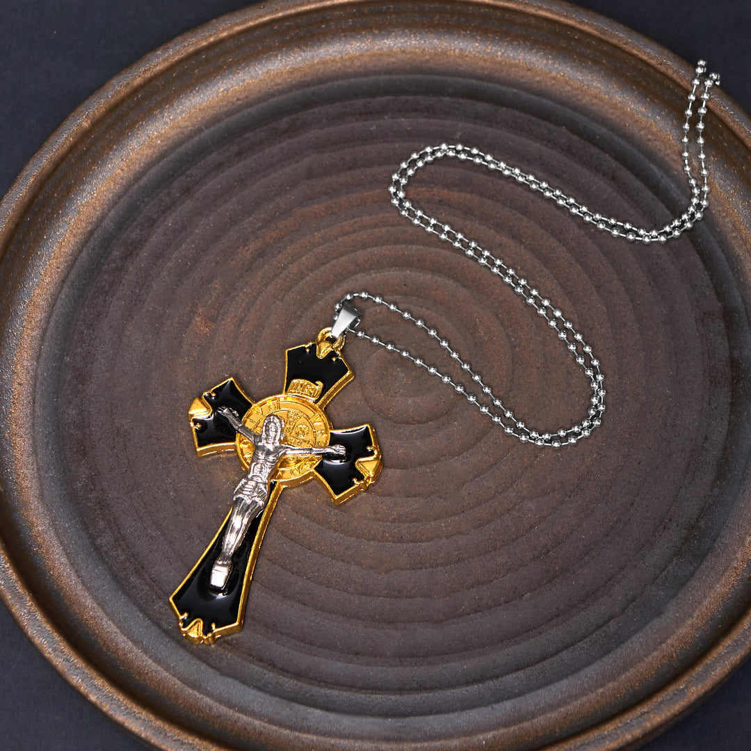 FREE Today: Classic Byzantine Style Retro St. Benedict Medal Crucifix Pendant Necklace