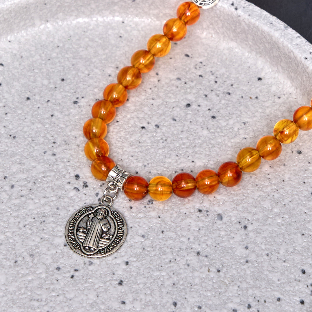 Christianartworkshop Classic Style St. Benedict Medal Rosary Bracelet