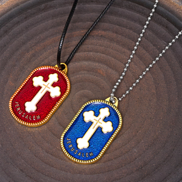 Christianartworkshop Modern Design Style Jerusalem Cross Protection Shield Pendant Necklace