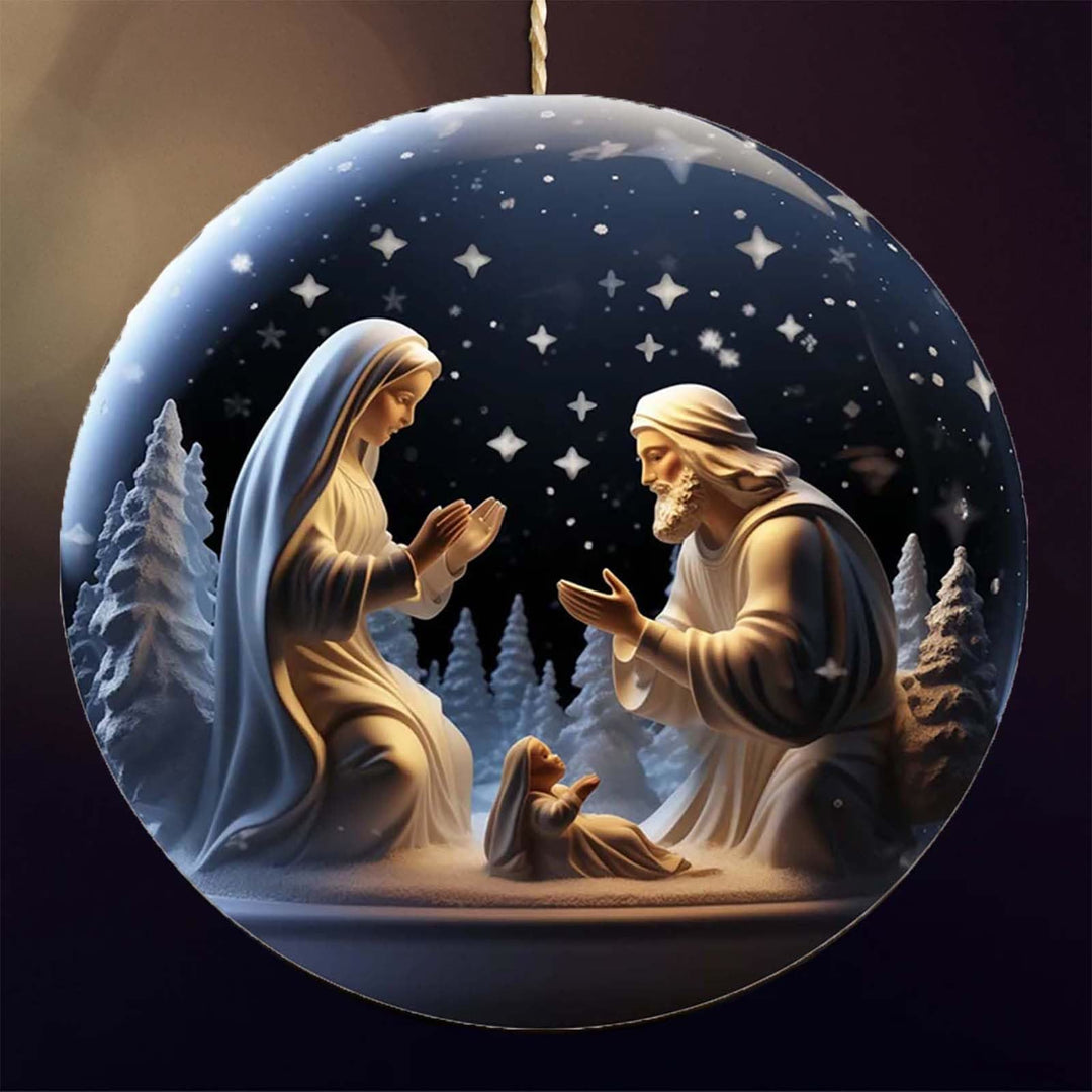 Christianartworkshop Classic Colored Style Acrylic Nativity Scene Holy Night Pendant Christmas Nativity Hanging Ornaments - Ceramics - image 0