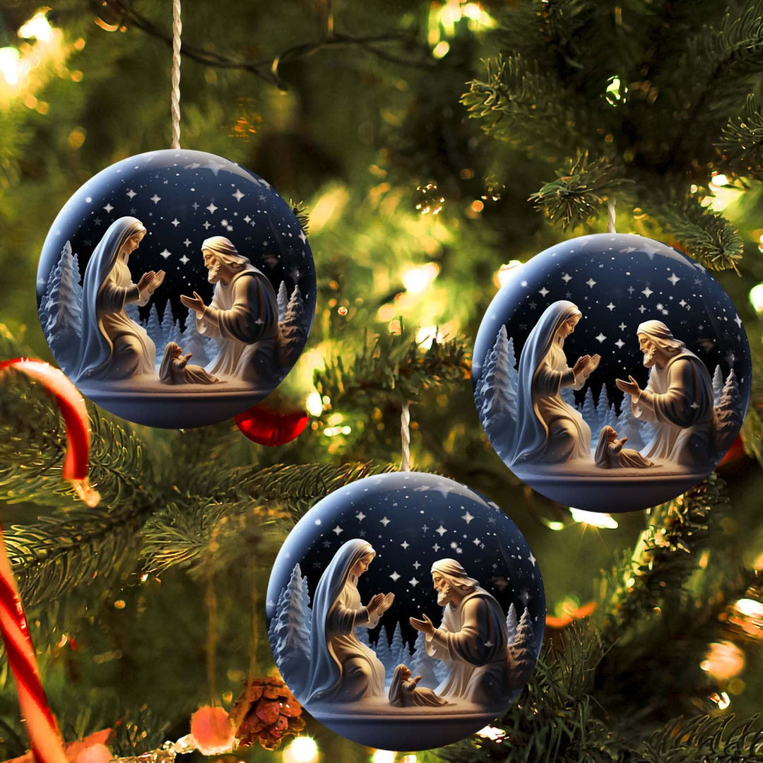 Christianartworkshop Classic Colored Style Acrylic Nativity Scene Holy Night Pendant Christmas Nativity Hanging Ornaments - image 4