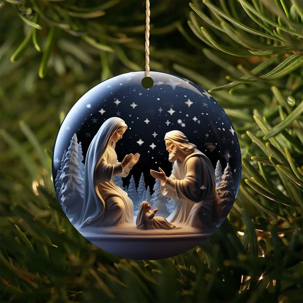 Christianartworkshop Classic Colored Style Acrylic Nativity Scene Holy Night Pendant Christmas Nativity Hanging Ornaments - image 1