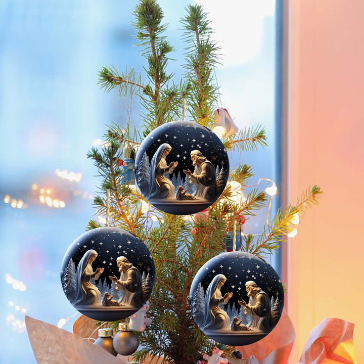 Christianartworkshop Classic Colored Style Acrylic Nativity Scene Holy Night Pendant Christmas Nativity Hanging Ornaments - image 3