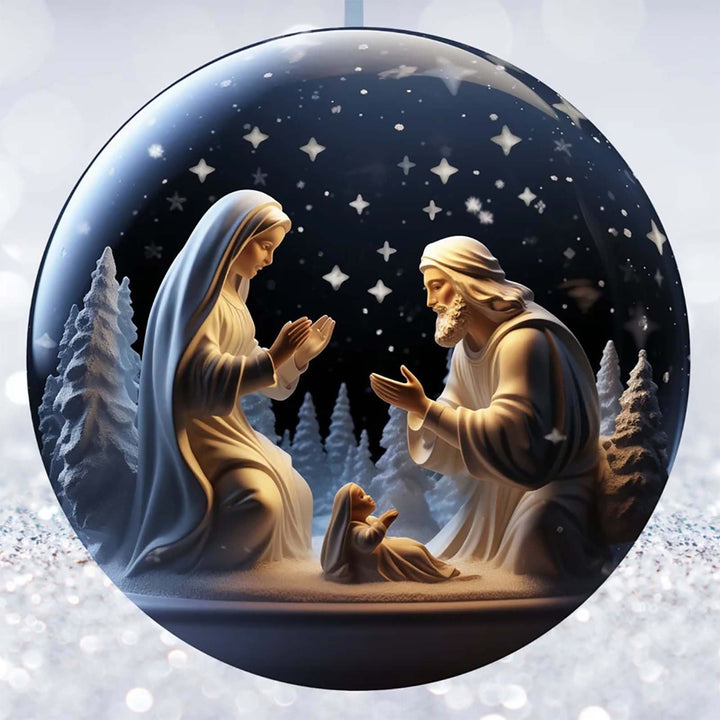 Christianartworkshop Classic Colored Style Acrylic Nativity Scene Holy Night Pendant Christmas Nativity Hanging Ornaments - image 5