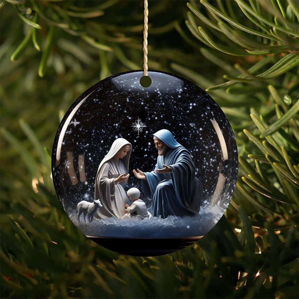 Christianartworkshop Classic Colored Style Starry Sky Nativity Scene Acrylic Pendant Christmas Nativity Hanging Ornaments - image 1
