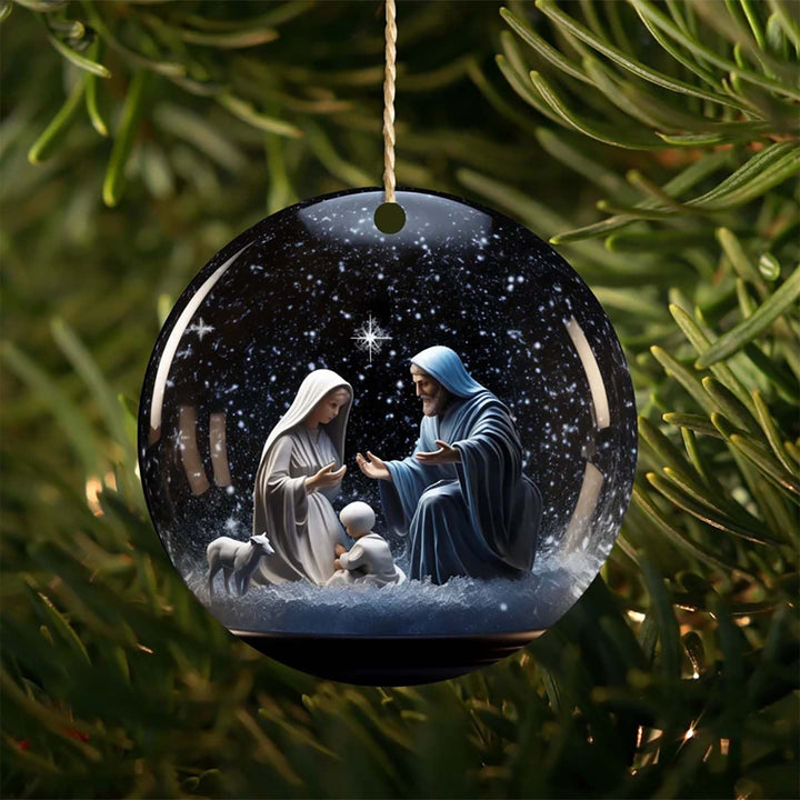 Christianartworkshop Classic Colored Style Starry Sky Nativity Scene Acrylic Pendant Christmas Nativity Hanging Ornaments - image 1