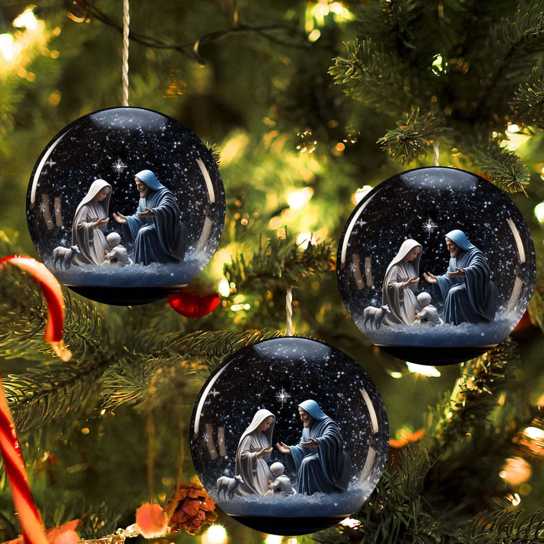 Christianartworkshop Classic Colored Style Starry Sky Nativity Scene Acrylic Pendant Christmas Nativity Hanging Ornaments - image 3