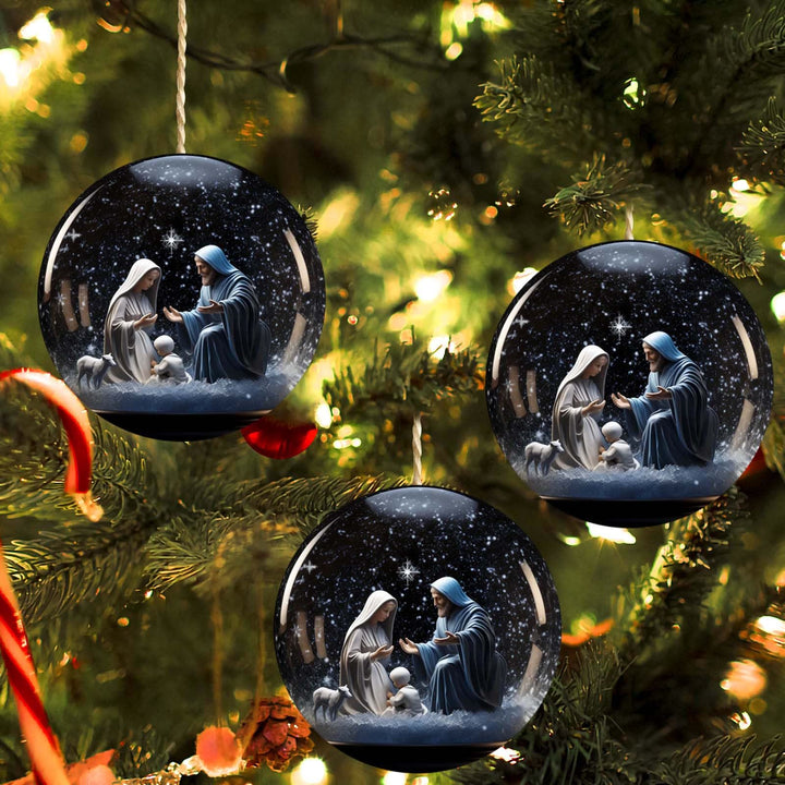 Christianartworkshop Classic Colored Style Starry Sky Nativity Scene Acrylic Pendant Christmas Nativity Hanging Ornaments - image 3