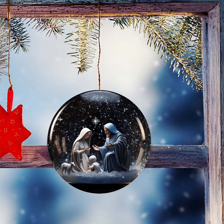 Christianartworkshop Classic Colored Style Starry Sky Nativity Scene Acrylic Pendant Christmas Nativity Hanging Ornaments - image 2
