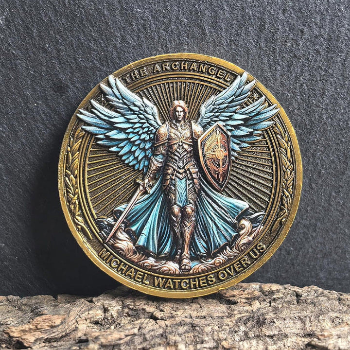 Christianartworkshop Classic Style the Archangel Michael Watch Over Us Protection Strengthen Connection Coin