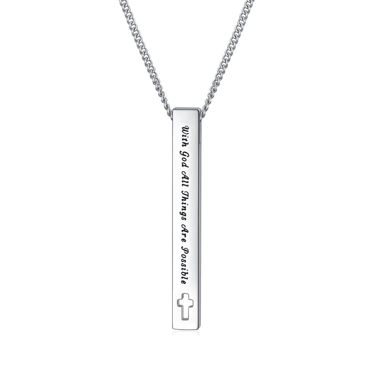 Christianartworkshop Minimalist Design Style Bible Verse Strength Faith Inspiration Pendant Necklace (8 Verses)