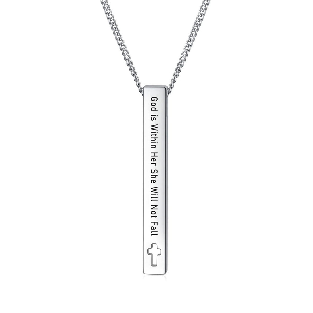 Christianartworkshop Minimalist Design Style Bible Verse Strength Faith Inspiration Pendant Necklace (8 Verses)