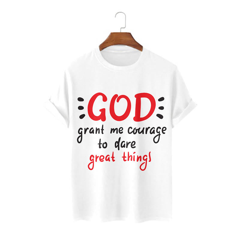 Christianartworkshop Quotation Style God Grant Me Courage Short Sleeve Washed T-shirt - White - 2XL - image 0