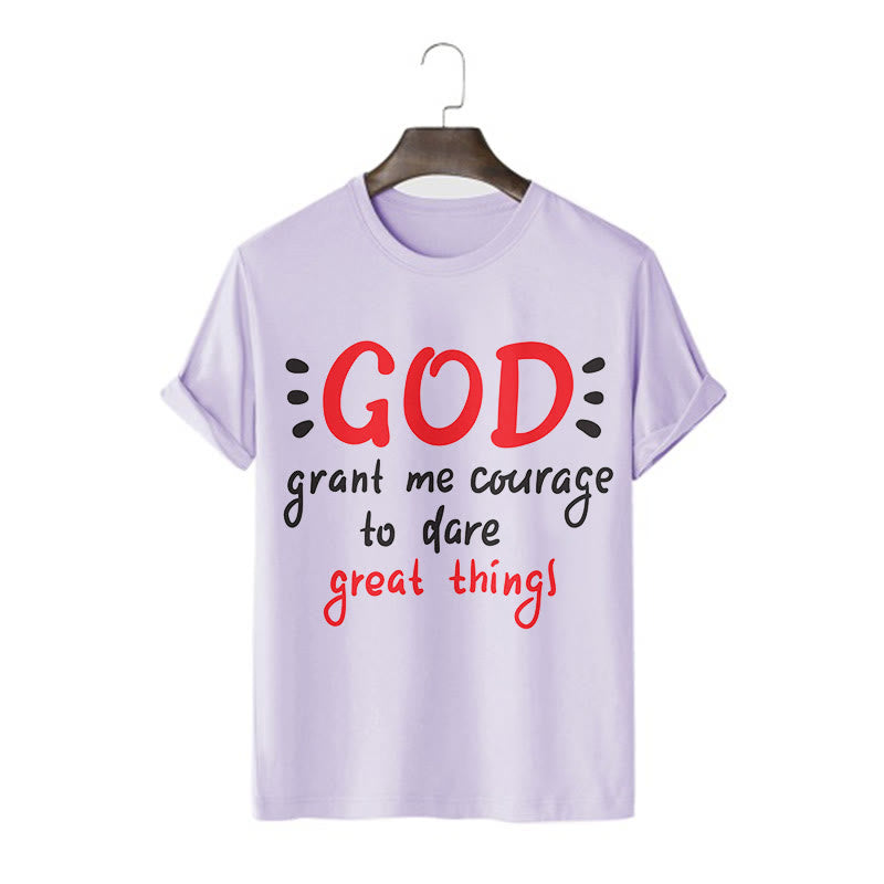 Christianartworkshop Quotation Style God Grant Me Courage Short Sleeve Washed T-shirt - Purple - 2XL - image 13