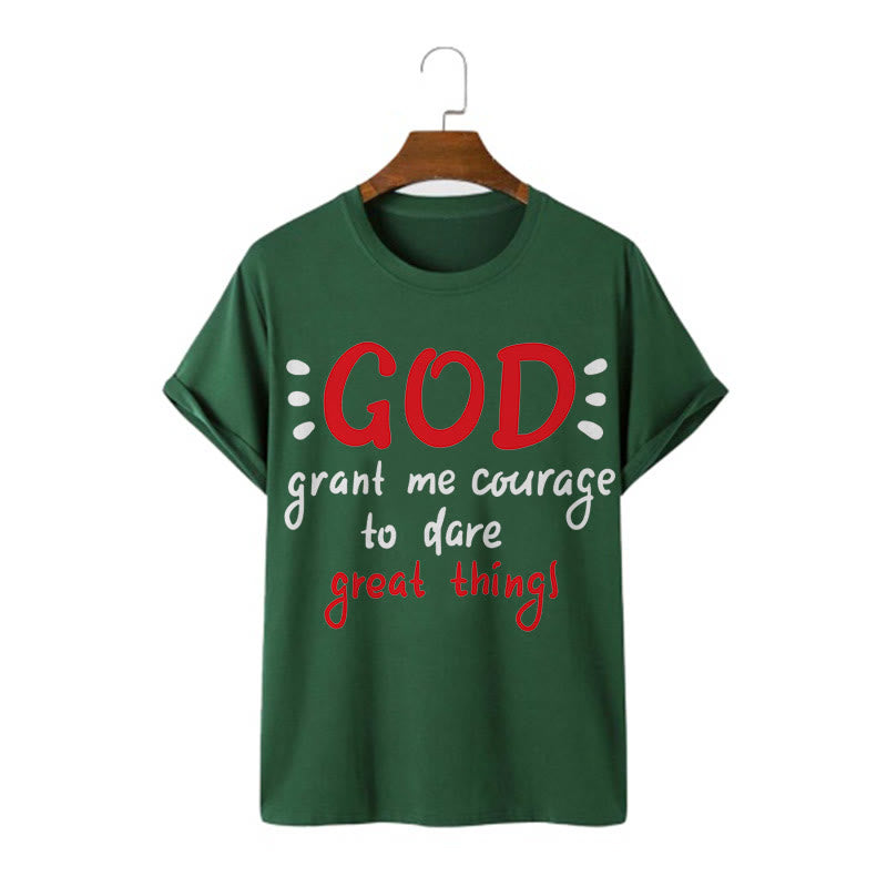 Christianartworkshop Quotation Style God Grant Me Courage Short Sleeve Washed T-shirt - Dark Green - 2XL - image 7