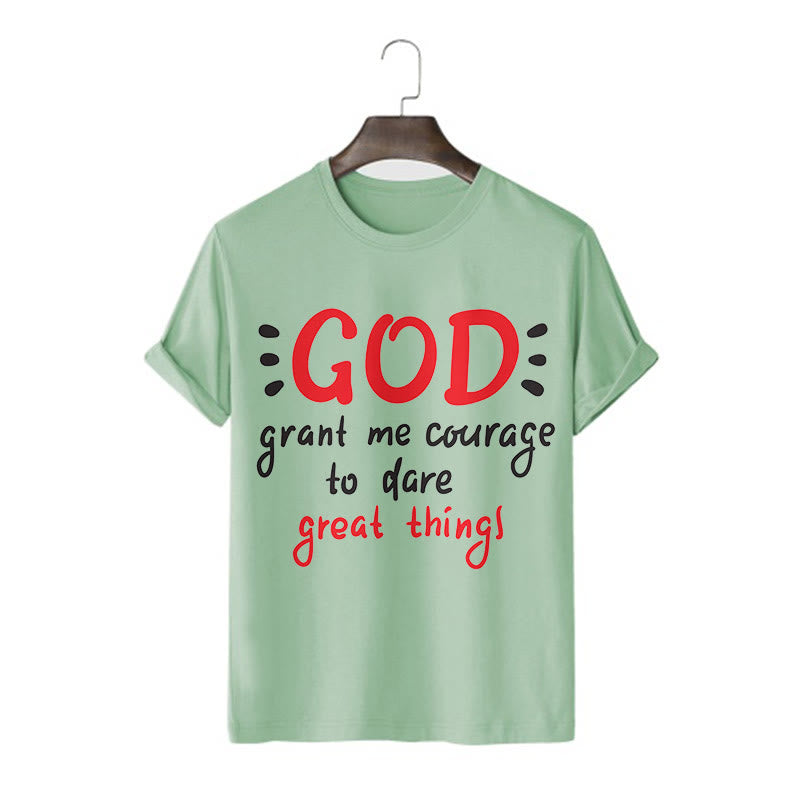 Christianartworkshop Quotation Style God Grant Me Courage Short Sleeve Washed T-shirt - Light Green - 2XL - image 9