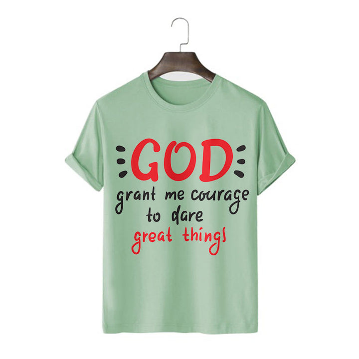 Christianartworkshop Quotation Style God Grant Me Courage Short Sleeve Washed T-shirt - Light Green - 2XL - image 9