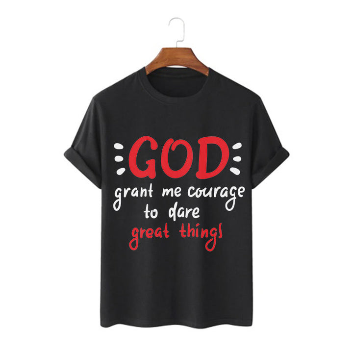 Christianartworkshop Quotation Style God Grant Me Courage Short Sleeve Washed T-shirt