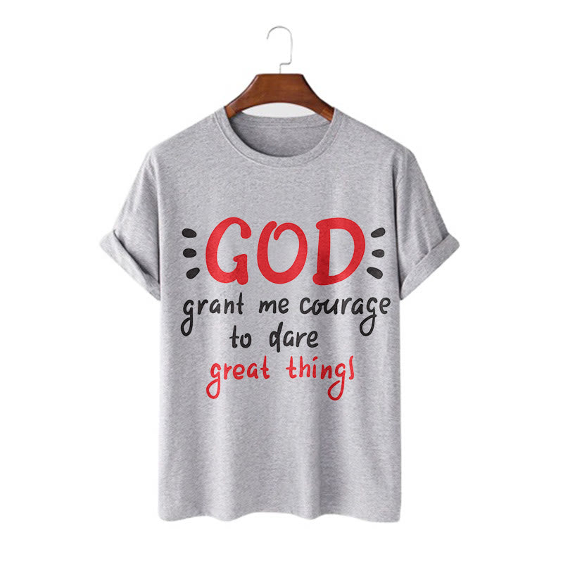 Christianartworkshop Quotation Style God Grant Me Courage Short Sleeve Washed T-shirt - Grey - 2XL - image 16