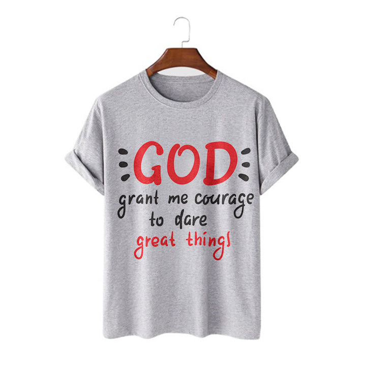 Christianartworkshop Quotation Style God Grant Me Courage Short Sleeve Washed T-shirt - Grey - 2XL - image 16