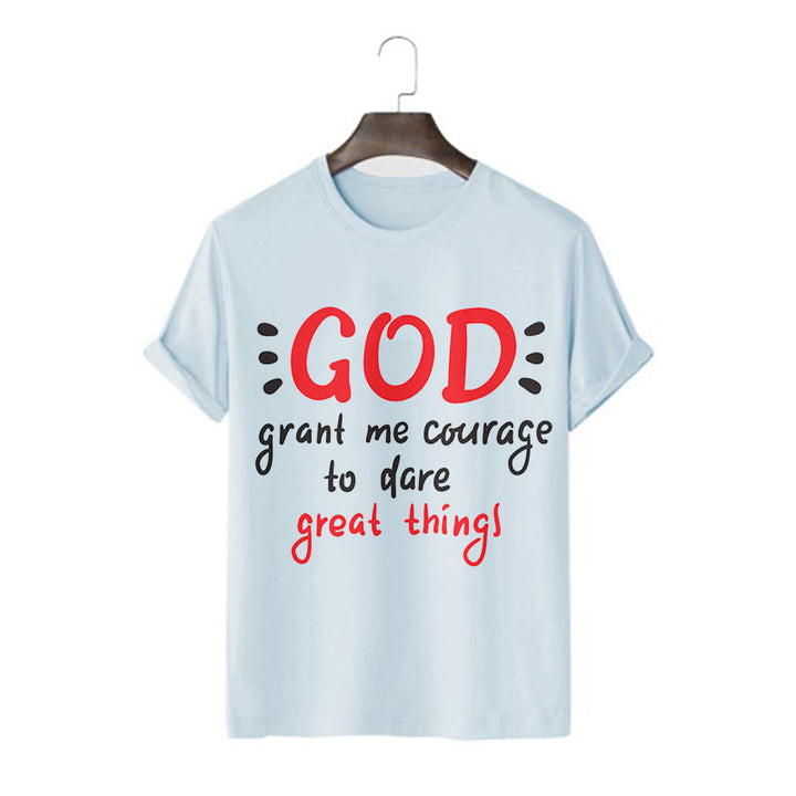 Christianartworkshop Quotation Style God Grant Me Courage Short Sleeve Washed T-shirt