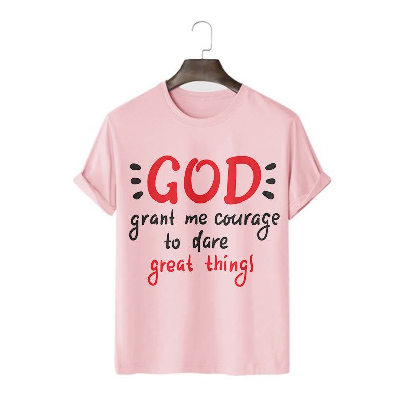 Christianartworkshop Quotation Style God Grant Me Courage Short Sleeve Washed T-shirt - Pink - 2XL - image 11