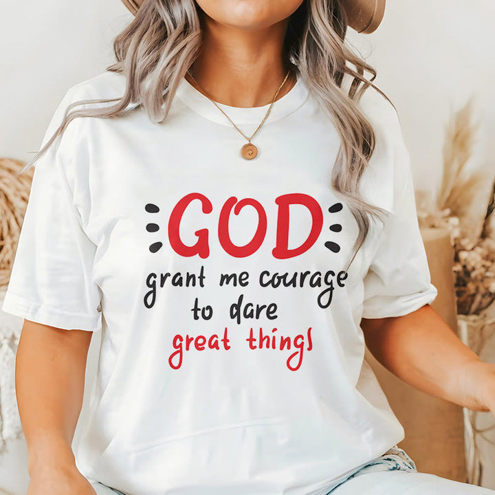 Christianartworkshop Quotation Style God Grant Me Courage Short Sleeve Washed T-shirt