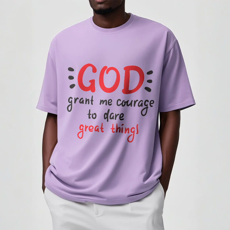 Christianartworkshop Quotation Style God Grant Me Courage Short Sleeve Washed T-shirt