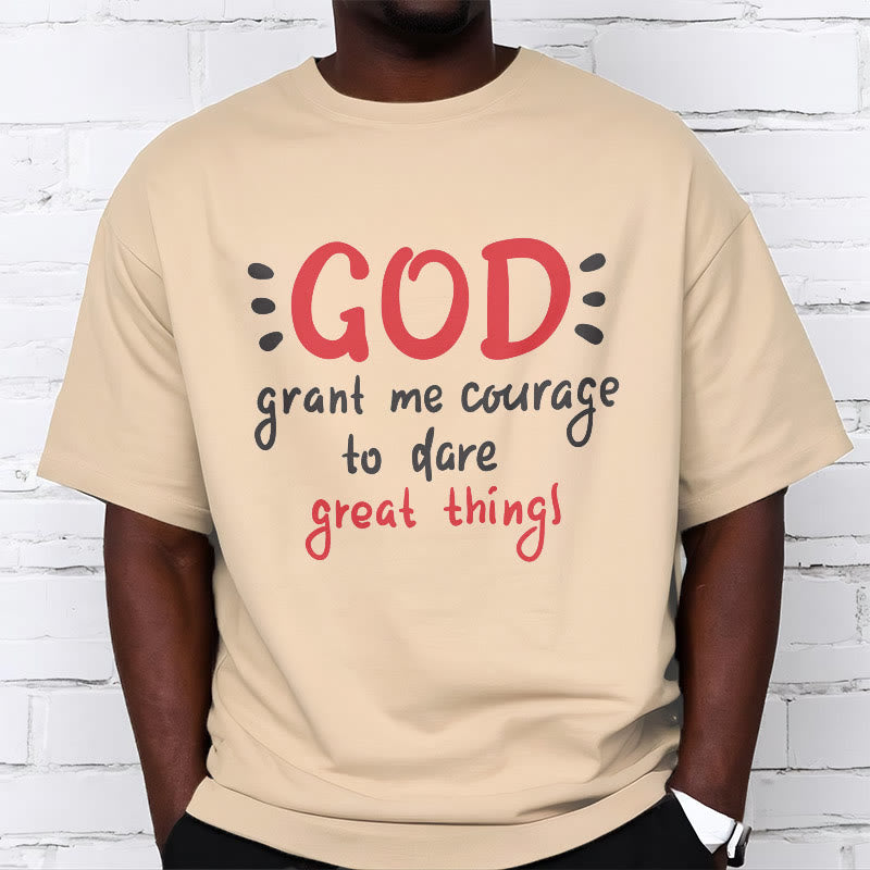 Christianartworkshop Quotation Style God Grant Me Courage Short Sleeve Washed T-shirt