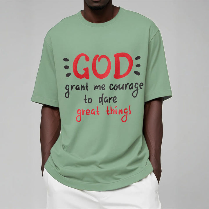 Christianartworkshop Quotation Style God Grant Me Courage Short Sleeve Washed T-shirt