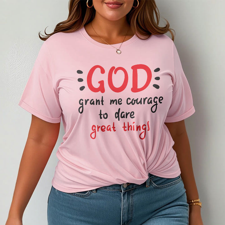 Christianartworkshop Quotation Style God Grant Me Courage Short Sleeve Washed T-shirt